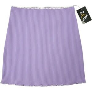 Art Class Girls Lavender Purple Ribbed Mini Skirt Lettuce‎ Hem Size L 10/12